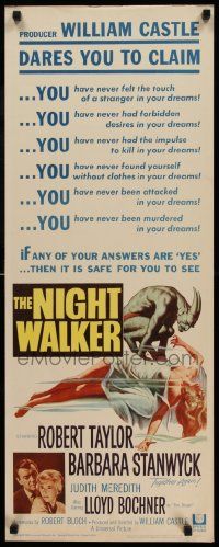 6p805 NIGHT WALKER insert '65 William Castle, Reynold Brown art of monster & sexy near-naked girl!