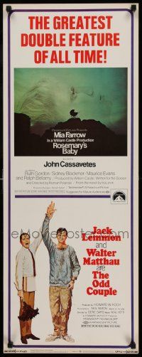6p812 ODD COUPLE/ROSEMARY'S BABY insert '69 the greatest and wackiest double feature of all time!