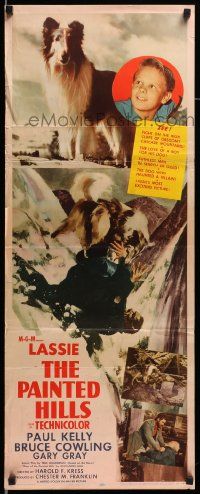 6p823 PAINTED HILLS insert '51 wonderful art portrait of Lassie + saving man falling from cliff!