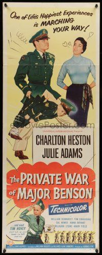 6p838 PRIVATE WAR OF MAJOR BENSON insert '55 Charlton Heston, Julie Adams & little kids!