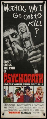 6p842 PSYCHOPATH insert '66 Robert Bloch, wild horror image, Mother, may I go out to kill?