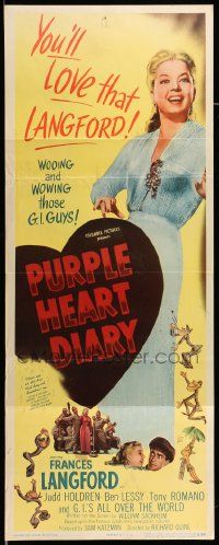 6p844 PURPLE HEART DIARY insert '51 full-length Frances Langford, wooing & wowing those G.I. guys!