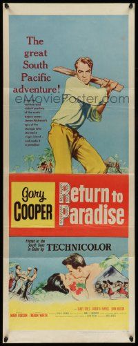 6p857 RETURN TO PARADISE insert '53 art of Gary Cooper, from James A. Michener's story!