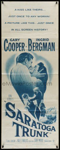 6p876 SARATOGA TRUNK insert R54 c/u of Gary Cooper about to kiss Ingrid Bergman, by Edna Ferber!