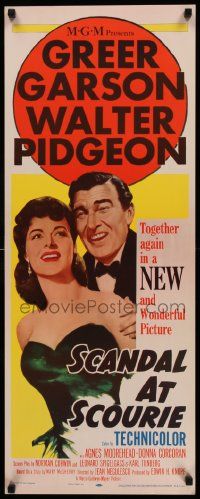 6p878 SCANDAL AT SCOURIE insert '53 great close up art of Greer Garson + Walter Pidgeon!