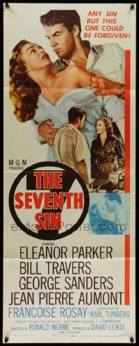 6p889 SEVENTH SIN insert '57 sexy scared Eleanor Parker betrays super angry Bill Travers!