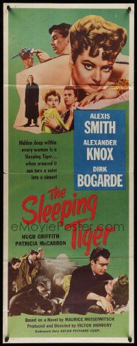 6p906 SLEEPING TIGER insert '54 Joseph Losey, sexy Alexis Smith is a saint turned sinner!