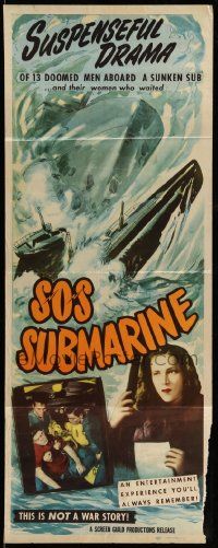 6p915 SOS SUBMARINE insert '48 story of 13 doomed men aboard a sunken sub & the women who waited!