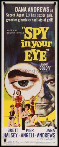 6p918 SPY IN YOUR EYE insert '66 Dana Andrews has sexier gals and groovier gimmicks, cool art!