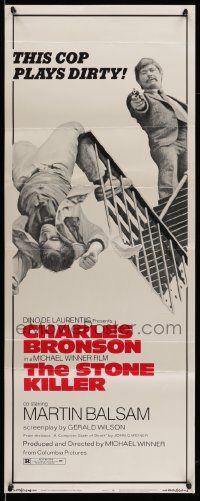 6p926 STONE KILLER insert '73 Charles Bronson, cop who plays dirty shooting guy on fire escape!