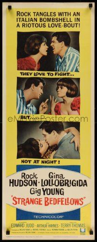 6p927 STRANGE BEDFELLOWS insert '65 Gina Lollobrigida & Hudson love to fight, but not at night!