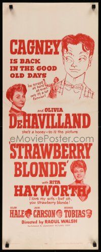 6p932 STRAWBERRY BLONDE insert R57 James Cagney w/pretty Olivia De Havilland & Rita Hayworth!