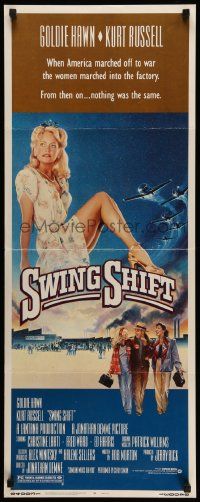 6p942 SWING SHIFT insert '84 sexy full-length Goldie Hawn, Kurt Russell, art by Chorney!