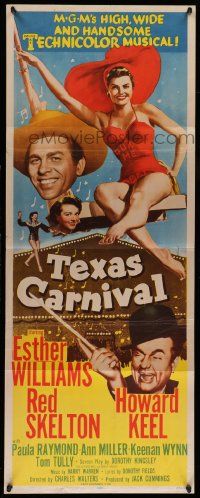 6p955 TEXAS CARNIVAL insert '51 Red Skelton, art of sexy Esther Williams in skimpy outfit at fair!