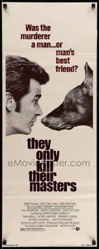 6p958 THEY ONLY KILL THEIR MASTERS insert '72 close up of James Garner & Doberman Pincer dog!