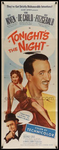 6p962 TONIGHT'S THE NIGHT insert '54 David Niven, sexy Yvonne De Carlo, Happy Ever After!