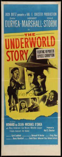 6p973 UNDERWORLD STORY insert '50 Dan Duryea, Herbert Marshall, Gale Storm, film noir!