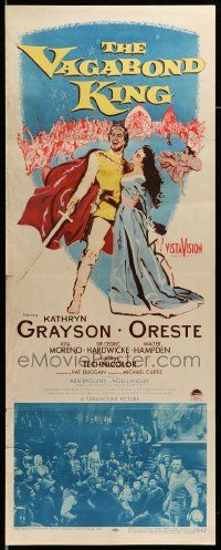 6p978 VAGABOND KING insert '56 Michael Curtiz, art of pretty Kathryn Grayson & Oreste w/ sword!