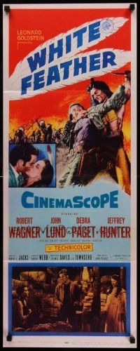 6p991 WHITE FEATHER insert '55 art of Robert Wagner & Native American Debra Paget!