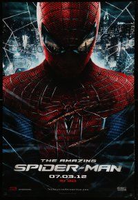 6r021 AMAZING SPIDER-MAN teaser 1sh '12 portrait of Andrew Garfield in title role over city!