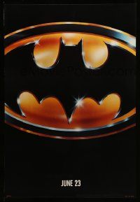 6r050 BATMAN teaser 1sh '89 directed by Tim Burton, cool image of Bat logo, matte finish!