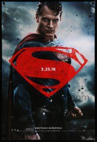 6r055 BATMAN V SUPERMAN teaser DS 1sh '16 cool image of Henry Cavill in title role!