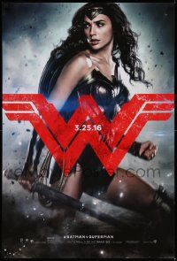 6r056 BATMAN V SUPERMAN teaser DS 1sh '16 great image of sexiest Gal Gadot as Wonder Woman!