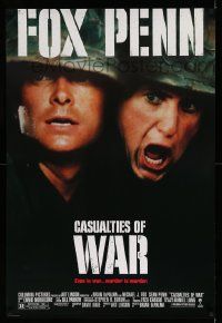 6r094 CASUALTIES OF WAR 1sh '89 Michael J. Fox argues with Sean Penn, Brian De Palma, Vietnam