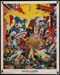 6r879 CAPTAIN AMERICA signed 23x29 commercial poster '84 by artist Alex Schomburg, Marvel!