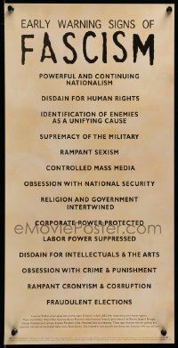 6r892 EARLY WARNING SIGNS OF FASCISM 12x24 commercial poster '05 reverse Bush and Cheney!