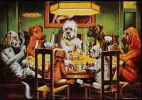 6r925 DOGS PLAYING POKER 19x27 Italian commercial poster '90s wild art of dogs playing poker by Dom!