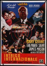 6r947 NORTH BY NORTHWEST 28x40 Italian commercial poster '80s Hitchcock, Grant & Eva Marie Saint!