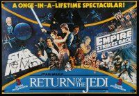 6r983 STAR WARS TRILOGY REPRO 28x40 German commercial poster '93 Empire Strikes Back, ROTJ!