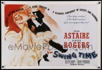 6r984 SWING TIME 26x38 commercial poster '80s art of Fred Astaire dancing w/Ginger Rogers!