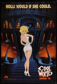 6r107 COOL WORLD teaser 1sh '92 cartoon art of Kim Basinger as Holli, she would if she could!