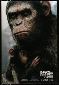 6r123 DAWN OF THE PLANET OF THE APES style B teaser DS 1sh '14 close-up of Caesar w/ his son!