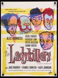 6r926 LADYKILLERS 17x23 commercial poster '80s Alec Guinness, classic Reginald Mount art!