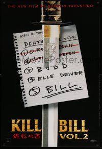 6r265 KILL BILL: VOL. 2 teaser 1sh '04 katana through death list, Quentin Tarantino!