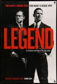 6r281 LEGEND teaser DS 1sh '15 dual image of Tom Hardy who is both Ronnie and Reggie Kray!