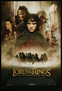 6r295 LORD OF THE RINGS: THE FELLOWSHIP OF THE RING advance DS 1sh '01 Tolkien, montage of top cast!