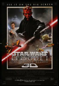 6r626 PHANTOM MENACE style A mini poster R12 Star Wars Episode I in 3-D, diff image of Darth Maul!