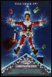 6r352 NATIONAL LAMPOON'S CHRISTMAS VACATION DS 1sh '89 Consani art of Chevy Chase, yule crack up!