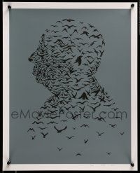 6r533 ALFRED HITCHCOCK signed 16x20 art print '11 by BF & CF, portrait made of birds, 6/100!