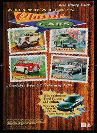 6r743 AUSTRALIA'S CLASSIC CARS 24x33 Australian special '97 cool art of vintage cars on stamps!