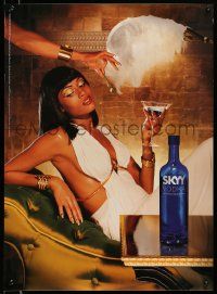 6r569 SKYY VODKA 19x26 advertising poster '03 great image of sexy woman being fanned in luxury!