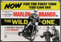 6r852 WILD ONE 27x39 English REPRODUCTION '80s Marlon Brando on motorcycle, different!