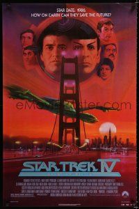 6r443 STAR TREK IV 1sh '86 Leonard Nimoy, Shatner & Klingon Bird-of-Prey by Bob Peak!