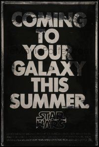 6r450 STAR WARS foil teaser 1sh '77 George Lucas classic, coming to your galaxy this summer, rare!