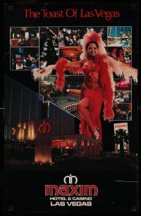 6r555 MAXIM HOTEL & CASINO LAS VEGAS 16x25 travel poster '80s sexy showgirl and casino gambling!