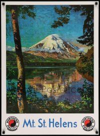 6r556 NORTHERN PACIFIC MT. ST. HELENS REPRO 21x29 travel poster '80s Krollmann art before eruption!